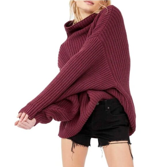 Free People Swim Too Deep Chunky Oversized Turtleneck...